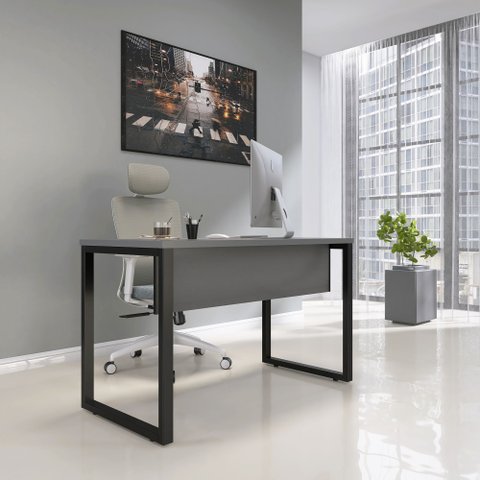 Mesa Madeira M120/60P25TUB 120cm Industrial Grafito e Preto Cinza