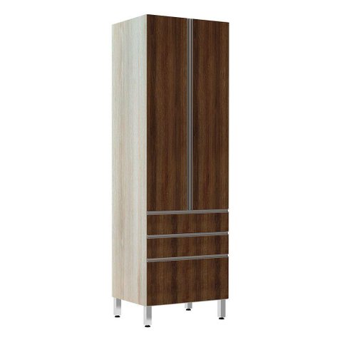 Paneleiro 70Cm Luci Legno Crema Com Nogueira Dourado