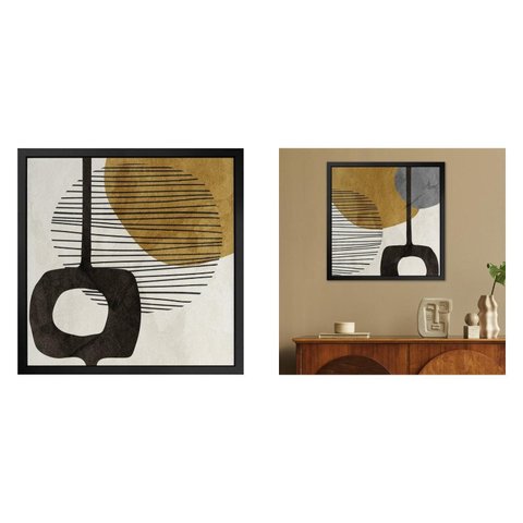 Kit 2 Quadros 50cm X 50cm Formas Abstratas Tropical Artes