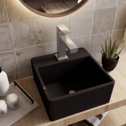 Cuba Pia para Banheiro de Apoio Lavabo 32cmx30cm - Palermo Preto - 2