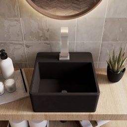 Cuba Pia para Banheiro de Apoio Lavabo 32cmx30cm - Palermo Preto - 1