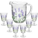 Ver imagem 1 de Jogo de Taças e Jarra de Cristal Lavanda Hand Painting 7 Peças - Lyor