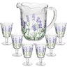 Jogo de Taças e Jarra de Cristal Lavanda Hand Painting 7 Peças - Lyor - 1