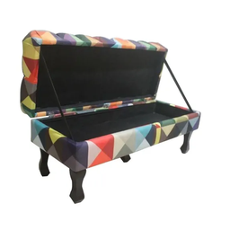 Recamier Baú Luis Xv Capitonê Retrô 180cm Suede Triângulo Pés Madeira Mz Decor - 2