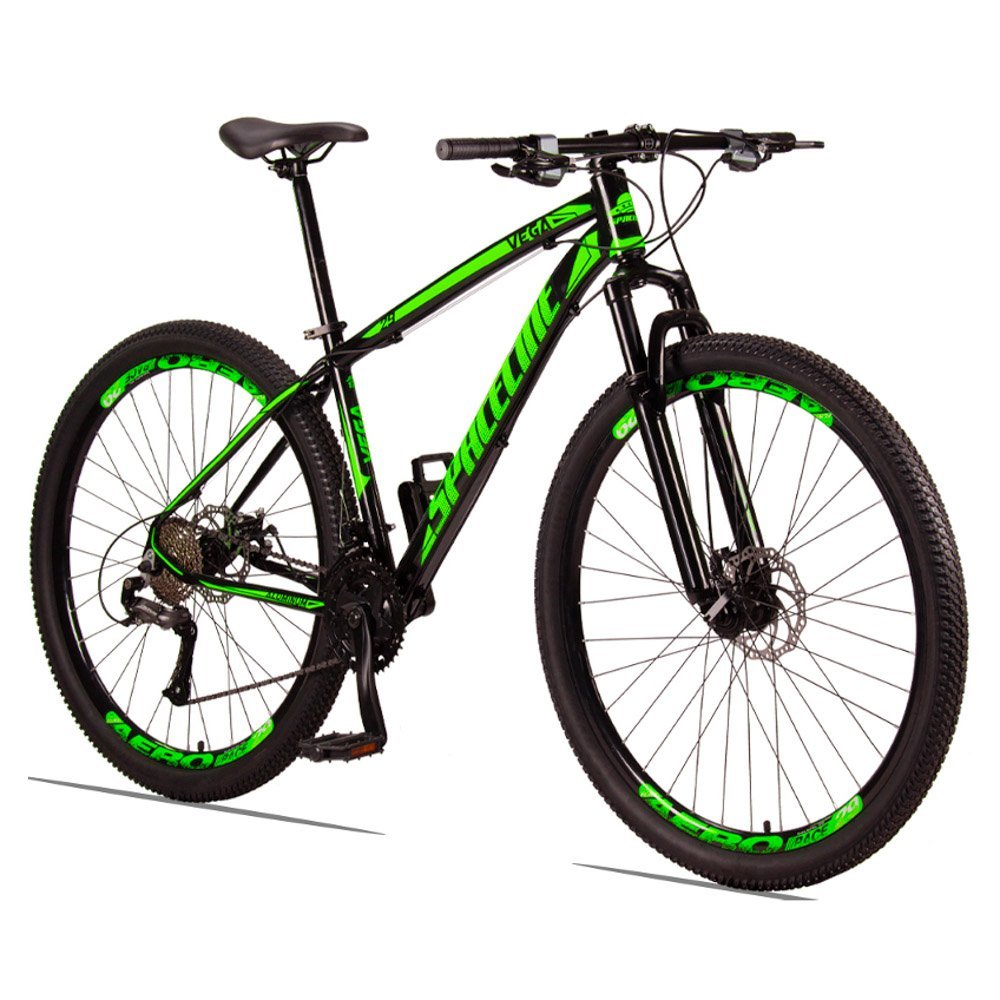 Bicicleta Vega Aro 29 Quadro 17 Alumínio 27v Shimano Altus Freio Mecânico Preto Verde - Spaceline - 1