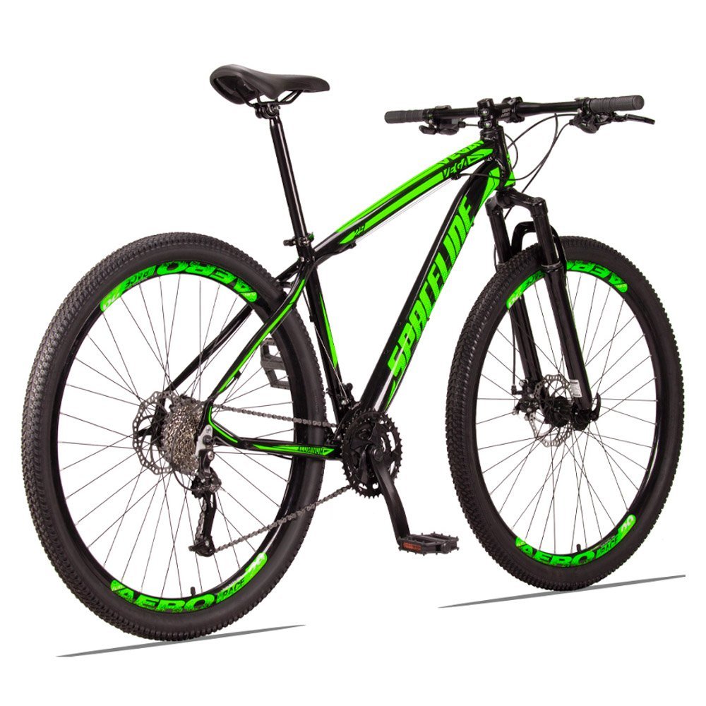 Bicicleta Vega Aro 29 Quadro 17 Alumínio 27v Shimano Altus Freio Mecânico Preto Verde - Spaceline - 3