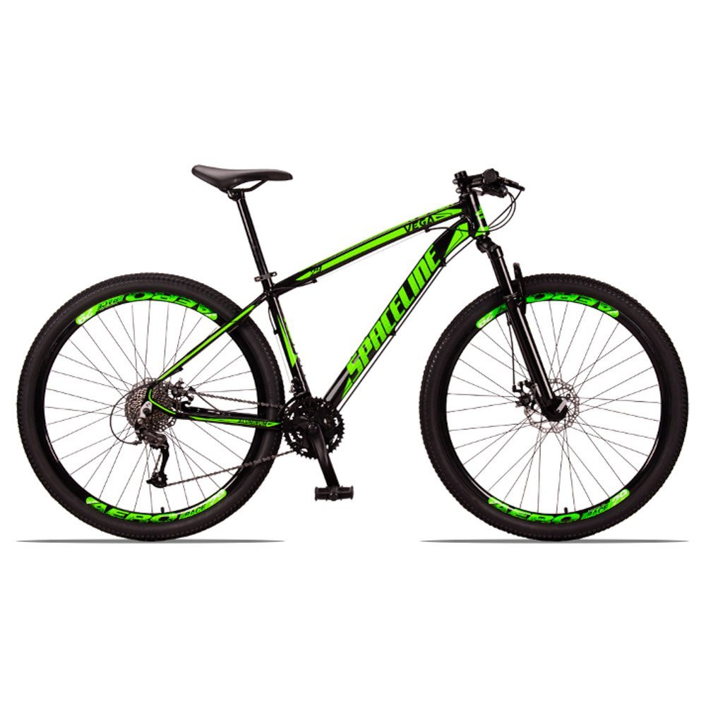 Bicicleta Vega Aro 29 Quadro 17 Alumínio 27v Shimano Altus Freio Mecânico Preto Verde - Spaceline - 6