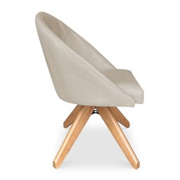 Kit 02 Poltronas Cadeira Giratória Bela Suede Base de Madeira - Pallazio - 5