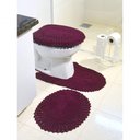 Ver imagem 2 de Jogo de Tapete de Croche para Banheiro com 3pç Colorido Liso Cor:vinho