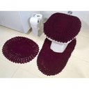 Ver imagem 4 de Jogo de Tapete de Croche para Banheiro com 3pç Colorido Liso Cor:vinho