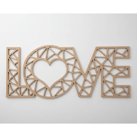 Palavra, Placa Decorativa Love, Artesanato Amor em Mdf 6mm (45x18,5 Cm)