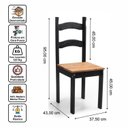Ver imagem 4 de Mesa de Jantar 6 Lugares com 6 Cadeiras em Madeira Maciça Rústic Preto/Mel