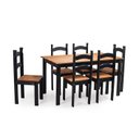 Ver imagem 2 de Mesa de Jantar 6 Lugares com 6 Cadeiras em Madeira Maciça Rústic Preto/Mel