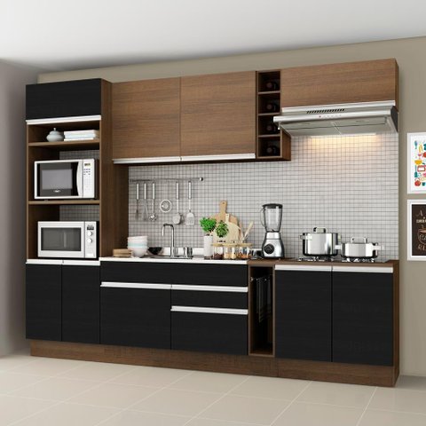 Cozinha Completa Vicenza Armário Balcão Preto Rustic Madesa