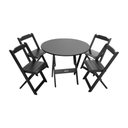 Ver imagem 1 de Mesa Dobrável de Madeira Redonda 90cm com 4 Cadeiras Preta - Tarimatã