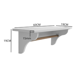 Prateleira Porta Fraldas Branca com Varão Cabideiro Mdf 15mm Reforçado Pintado Quarto Bebê Organizze - 2