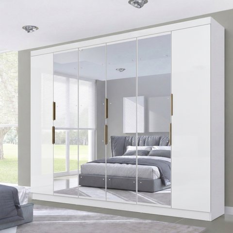Guarda-Roupa Casal 6 Portas 4 Gavetas Premium Yescasa Branco