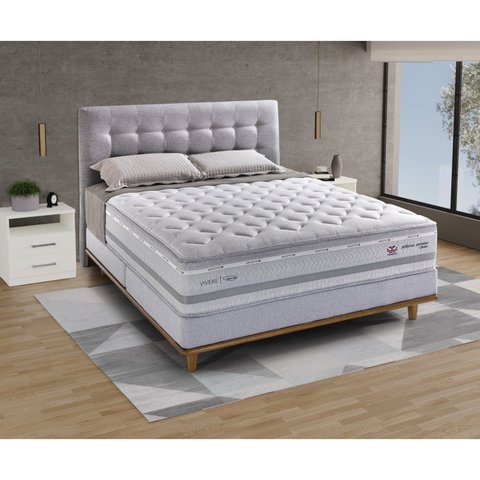 Colchão King Molas Maxspring One Side Pillow 193x203x33cm Ibiza Branco/Cinza