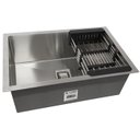 Ver imagem 2 de Cuba Quadrada Inox 304 Cozinha Pia Embutir Sobrepor Gourmet 65x45 Premium com Lixeira Embutir 5 Litr