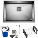 Ver imagem 1 de Cuba Quadrada Inox 304 Cozinha Pia Embutir Sobrepor Gourmet 65x45 Premium com Lixeira Embutir 5 Litr