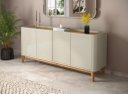 Ver imagem 1 de Buffet / Balcão Fl 1.60m Modelo Retrô 4 Portas Cor Off White / Cumaru Pt