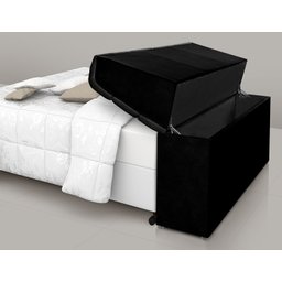 cabeceira box diamante 140cm com bau detalhe estofado:Preto - 3