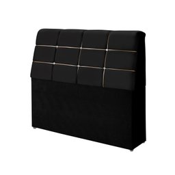 cabeceira box diamante 140cm com bau detalhe estofado:Preto - 1