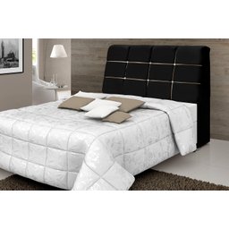 cabeceira box diamante 140cm com bau detalhe estofado:Preto - 2