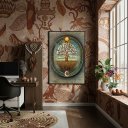 Ver imagem 1 de Quadro Decorativo Místico Árvore da Vida - 70x50cm:moldura Preta