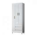 Ver imagem 1 de Guarda Roupa Solteiro com Pés 3 Portas 2 Gavetas Branco New Opção