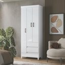 Ver imagem 2 de Guarda Roupa Solteiro com Pés 3 Portas 2 Gavetas Branco New Opção
