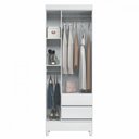 Ver imagem 3 de Guarda Roupa Solteiro com Pés 3 Portas 2 Gavetas Branco New Opção
