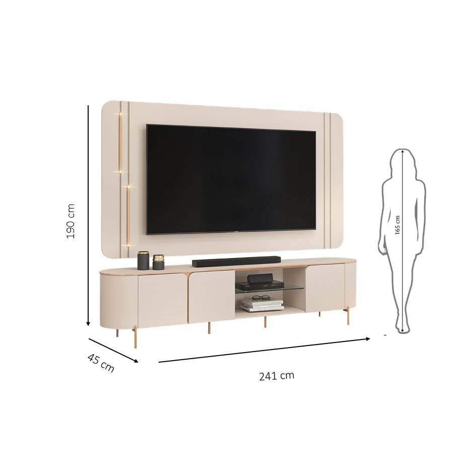 Painel com Bancada para Tv até 75 Polegadas Led Dj Móveis Ariana Off White - 8