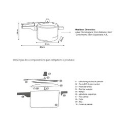 Panela de Pressão Fechamento Interno 4l Polido Nacional - 5