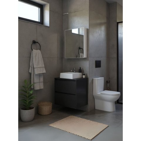 Gabinete para Banheiro com Cuba e Armário 60cm MDF Grafite Dubai - On Móveis