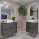 Ver imagem 2 de Gabinete para Banheiro com Cuba e Armario 60cm Mdf Grafite Dubai - On Móveis