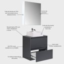 Ver imagem 5 de Gabinete para Banheiro com Cuba e Armário 60cm MDF Grafite Dubai - On Móveis
