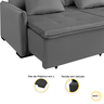 Sofá Retrátil sem Caixa Roma 160cm Veludo Cinza - 3