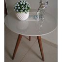 Ver imagem 3 de Jogo de 2 Mesa de canto Cor Off White Com Vidro Pé Palito 60/70 - Off White 45 Cm