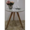 Ver imagem 4 de Jogo de 2 Mesa de canto Cor Off White Com Vidro Pé Palito 60/70 - Off White 45 Cm
