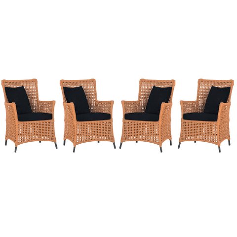 4 Poltronas Igapó Alumínio Micro Pintura Preta Corda Náutica Estofado 12