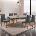 Ver imagem 1 de Mesa de Jantar Liz 6 Lugares Retangular Vidro 180cm Off White Moderna
