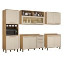 Ver imagem 1 de Cozinha Completa Modulada 2 Armários Aéreos, 2 Balcões e 1 Paneleiro Salvador Bege/Cinamomo/Off White