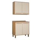 Ver imagem 1 de Cozinha Compacta Modulada 1 Armário Aéreo e 1 Balcão Salvador Bege/Cinamomo/Off White