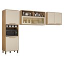 Ver imagem 1 de Cozinha Compacta Modulada 2 Armários Aéreos e 1 Paneleiro Salvador Bege/Cinamomo/Off White