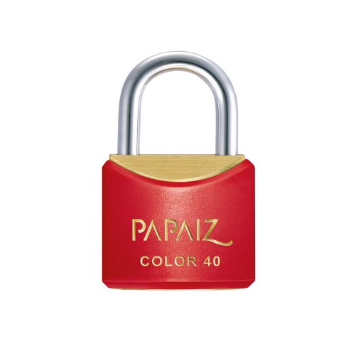 Cadeado com Chave Cr40 Latão Vermelho Color Line Papaiz