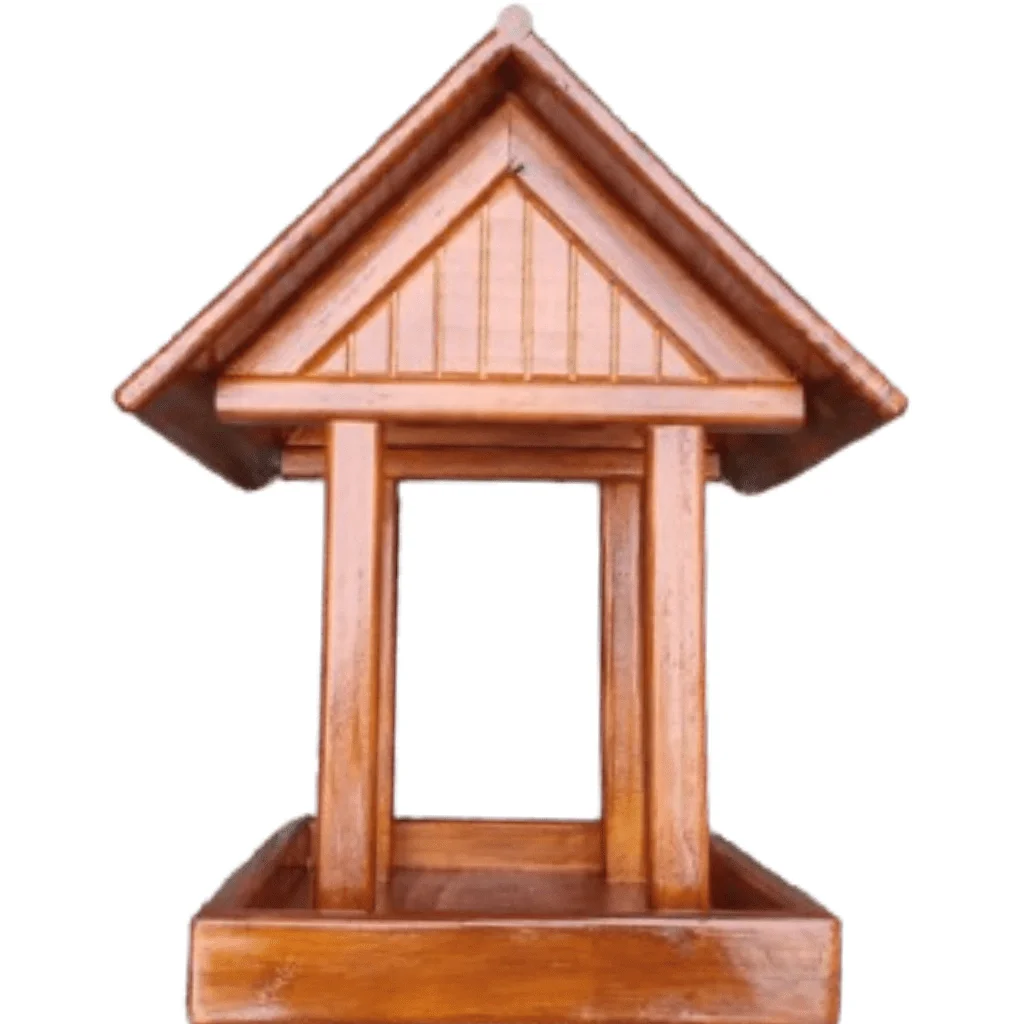 Comedouro Tratador Pássaros Livres Porta Ração Aves Verniz - 4