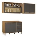 Ver imagem 1 de Cozinha Compacta Modulada 2 Armários Aéreos e 1 Balcão Salvador Cinza/Cinamomo/Grafite