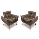 Ver imagem 1 de Kit 02 Poltrona Opala Decorativa Suede