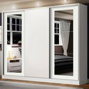 Ver imagem 1 de Guarda-Roupa Casal 100% MDF Madesa Eros 3 Portas de Correr com Espelhos Branco Cor:Branco
